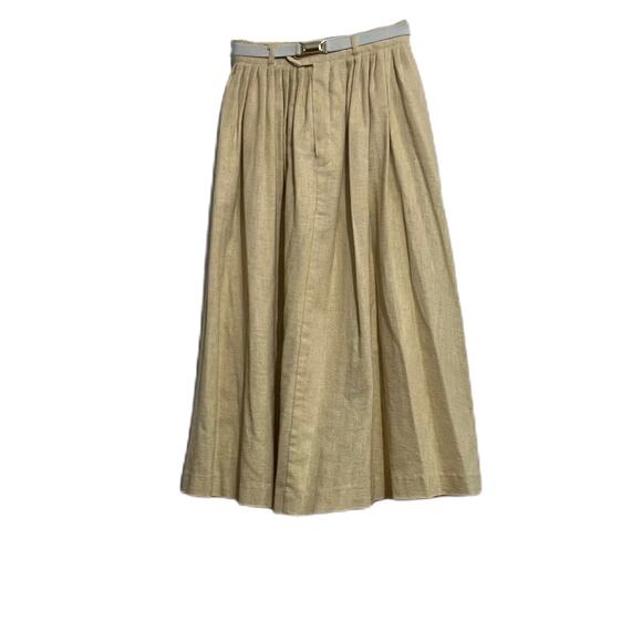 Vintage Sears Women's Pleated Skirt Beige ILGWU Union Made 1980s - Picture 1 of 6